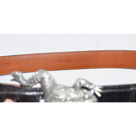 Hartnell Women's Medium Alligator Leather Belt w/ Silver Frog Pewter Belt Buckle - Picture 9 of 9